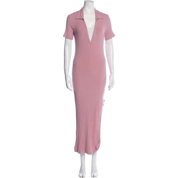 Alix NYC Ribbed Maxi Dress Long Size Small Viscose Short Sleeve Bodycon Fitted - Picture 1 of 8